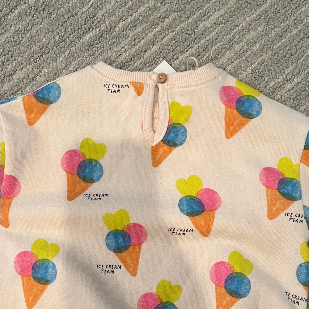 NWT Zara Baby Girl Ice Cream Print Sweatshirt 6-9M Spring Summer Outfit - Picture 3 of 3